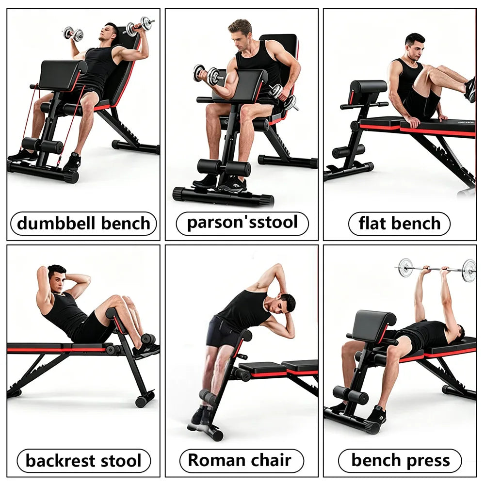 Banco de pesas plegable 6 en 1 para entrenamiento completo - Muscle Home