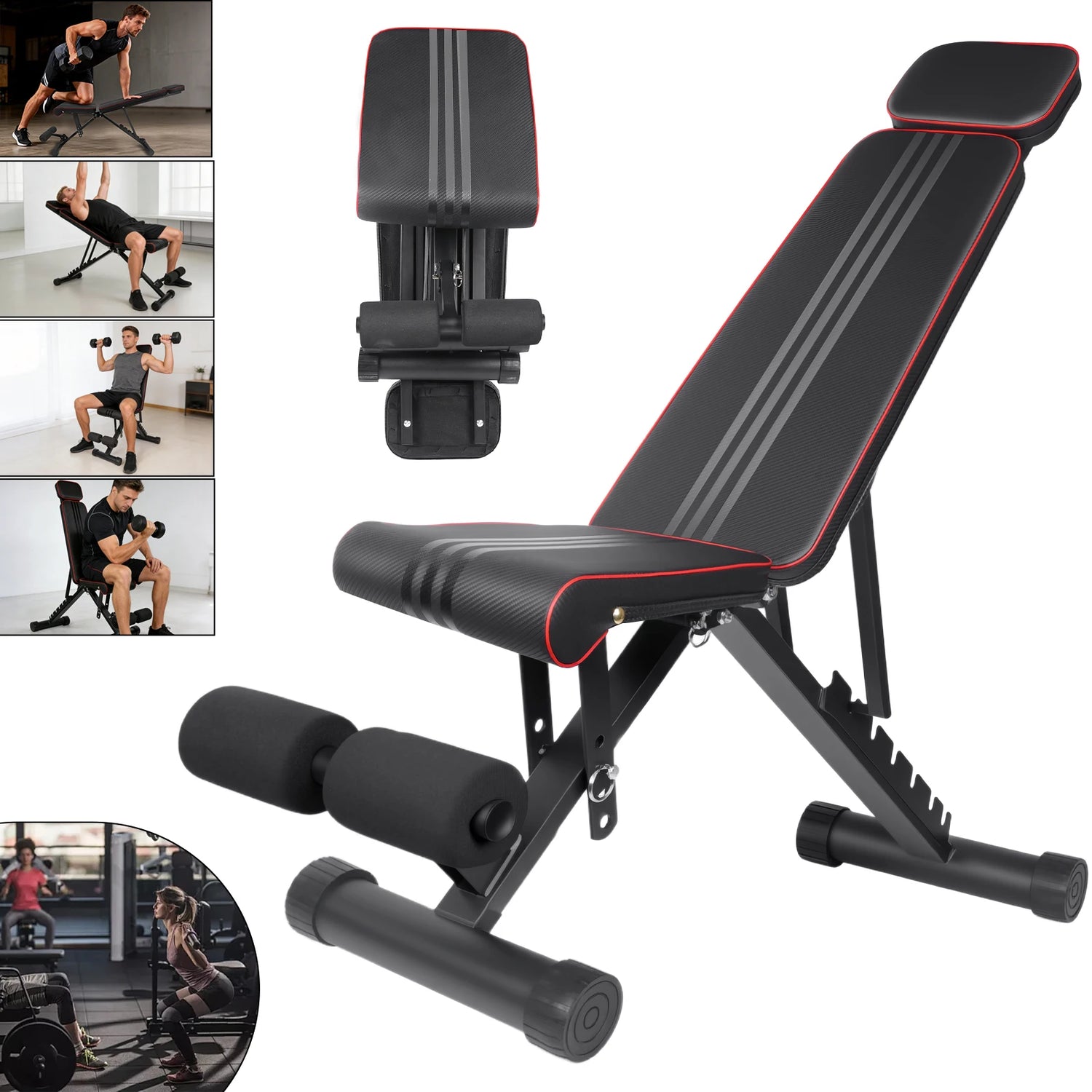 Banco de pesas ajustable con bandas de resistencia - Muscle Home