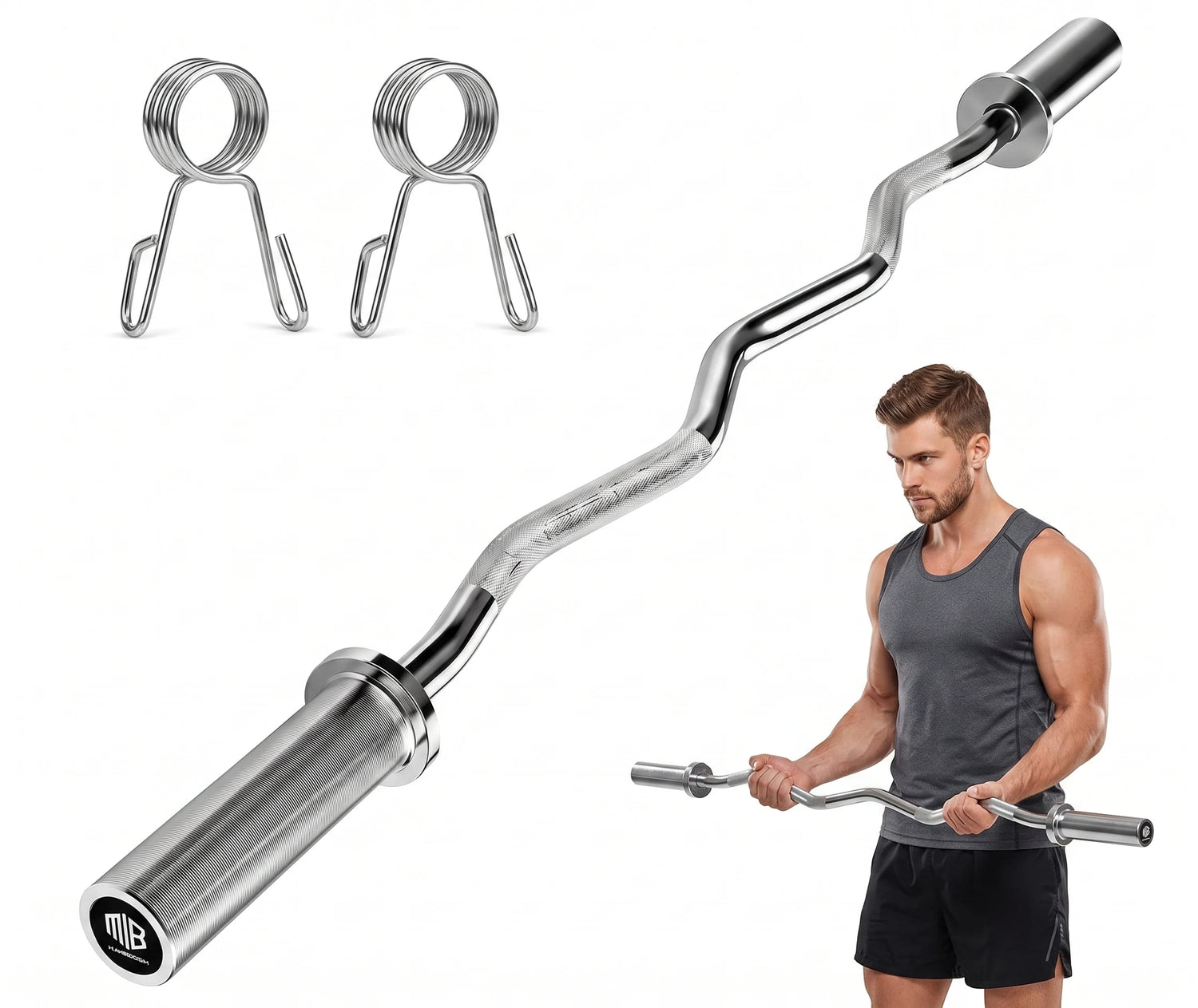 Barra Z para entrenamiento de brazos y fuerza - Muscle Home