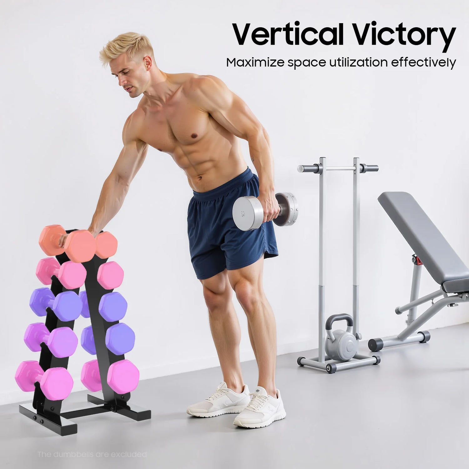 Rack de mancuernas de 5 niveles con capacidad 100 kg - Muscle Home