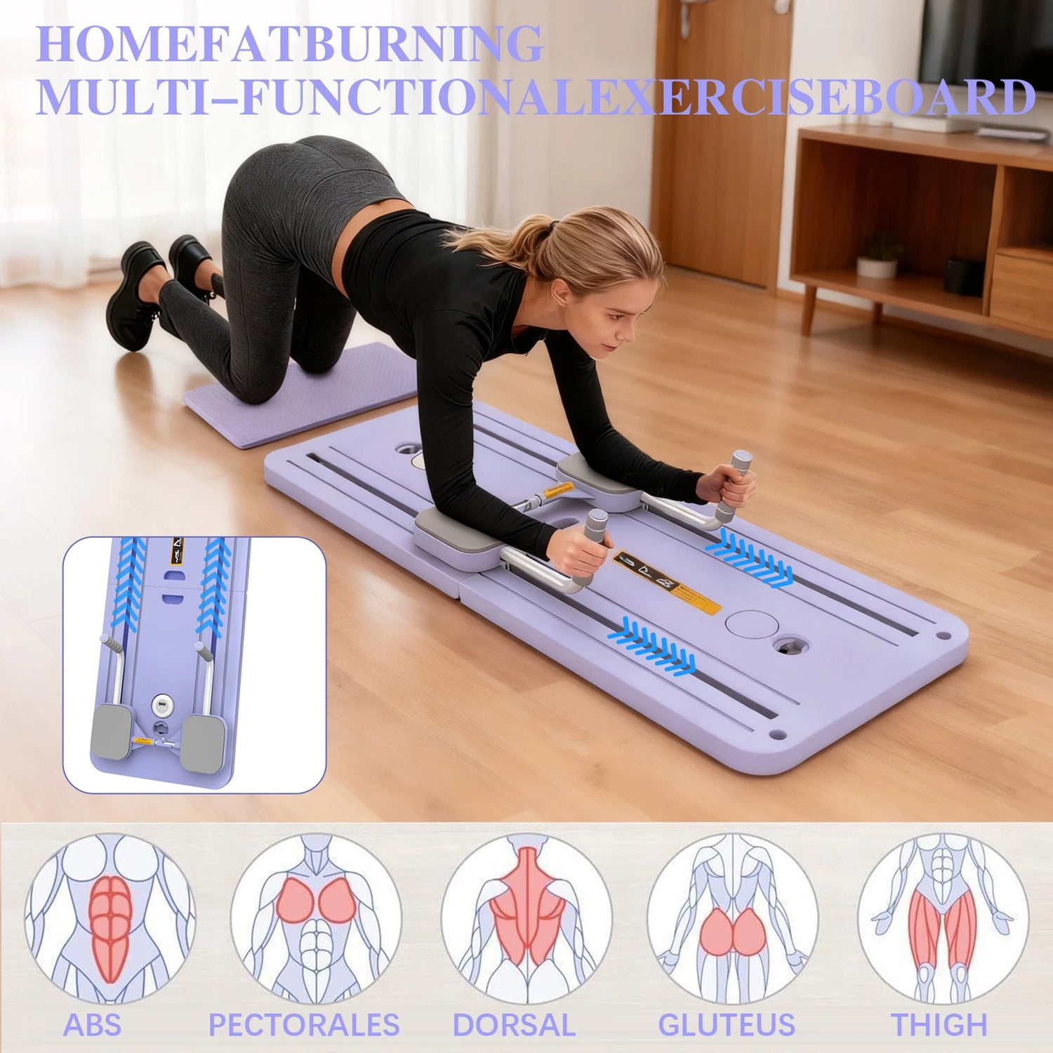 Tabla fitness plegable para core, flexiones y pilates - Muscle Home
