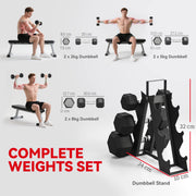 Set de 6 mancuernas hexagonales antideslizantes - Muscle Home