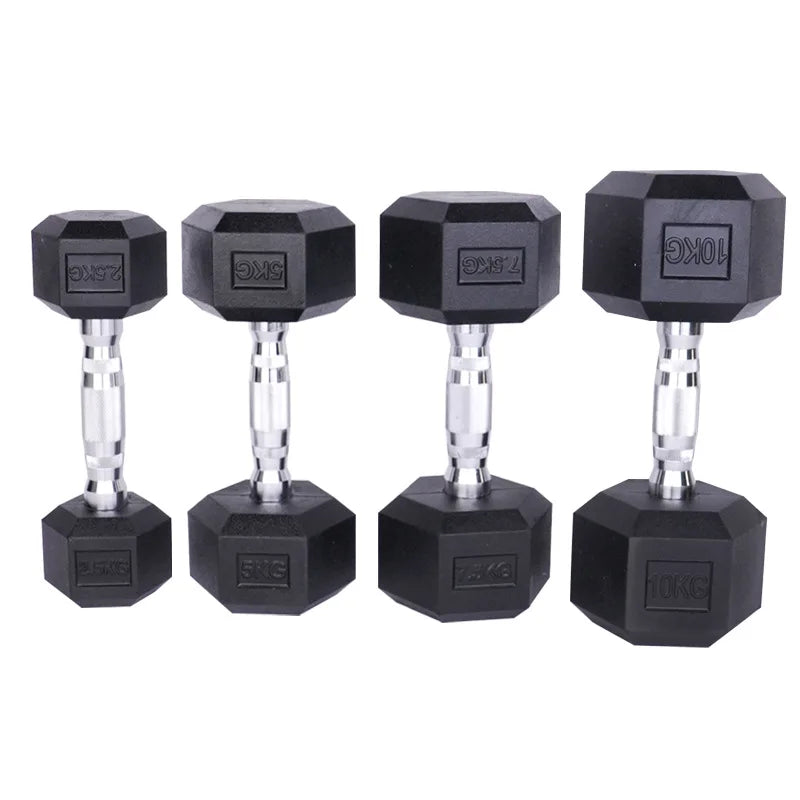 Mancuerna hexagonal de goma 7,5 kg para fuerza - Muscle Home