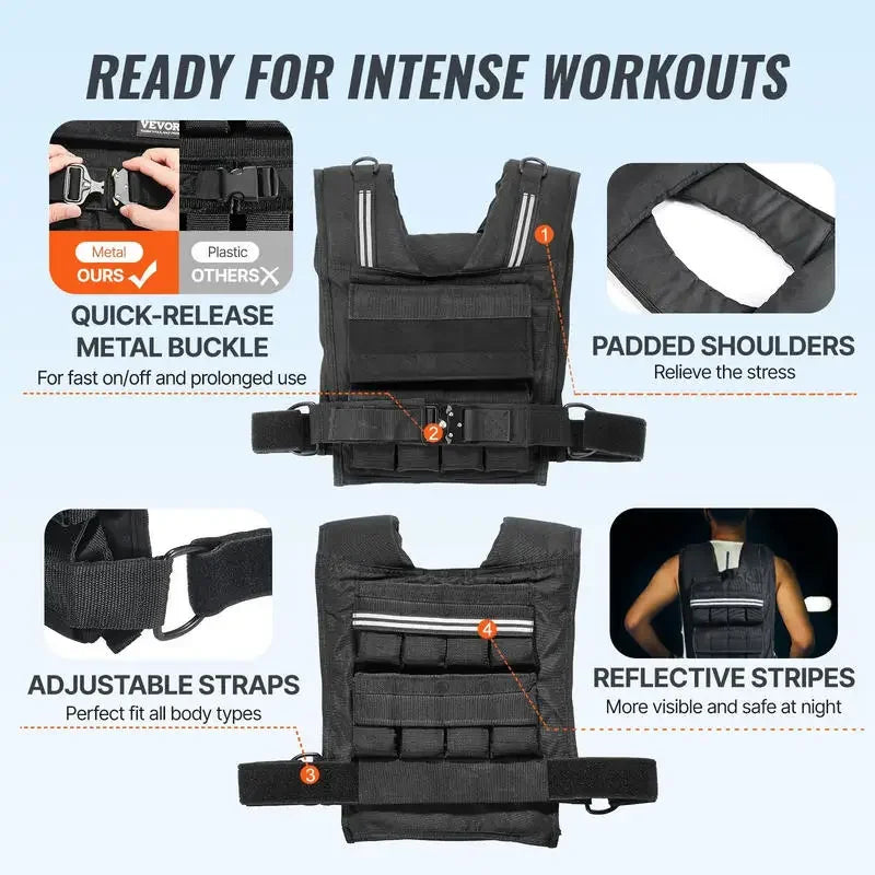 Chaleco lastrado ajustable 15,85 kg para fuerza - Muscle Home