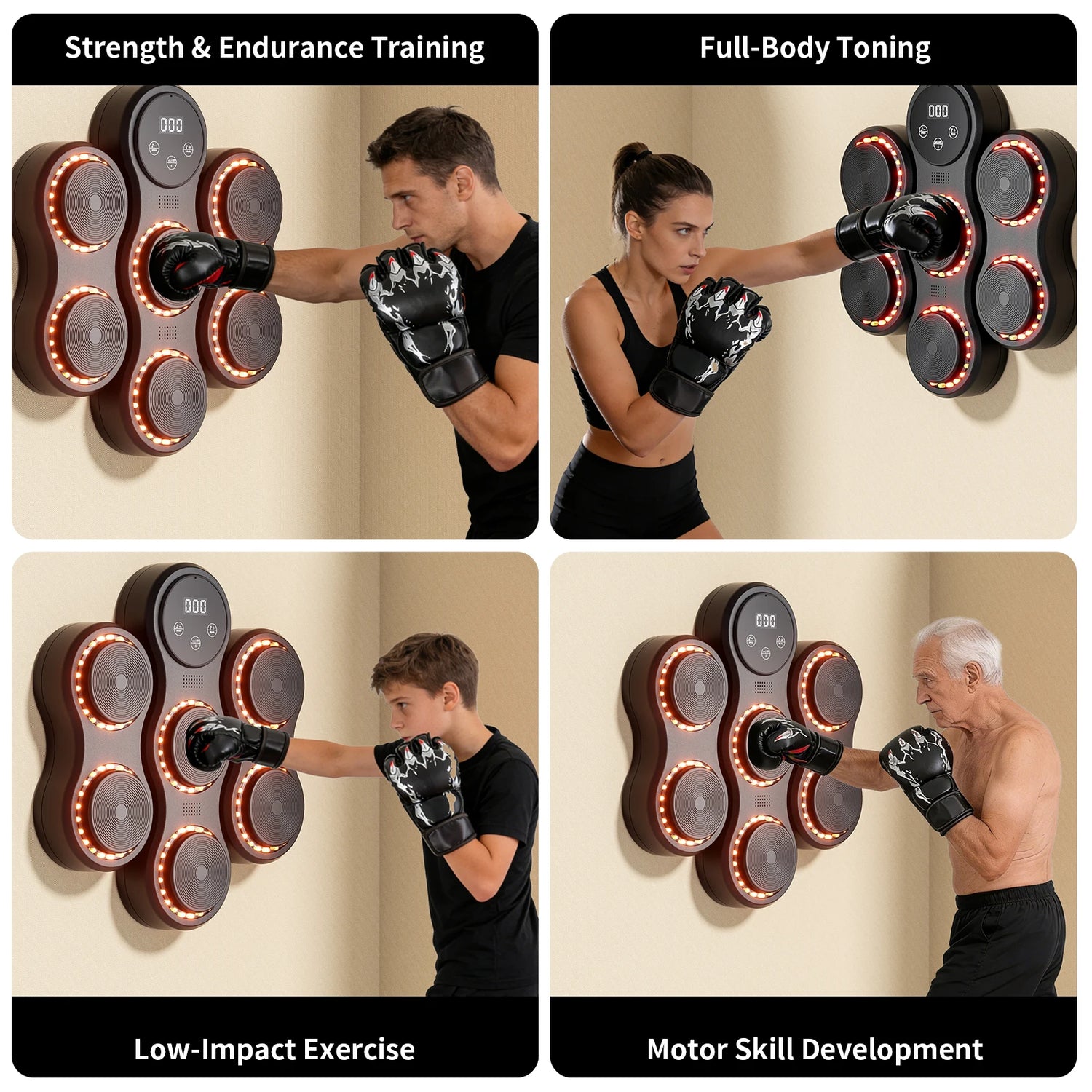 Máquina musical de boxeo de pared con guantes - Muscle Home