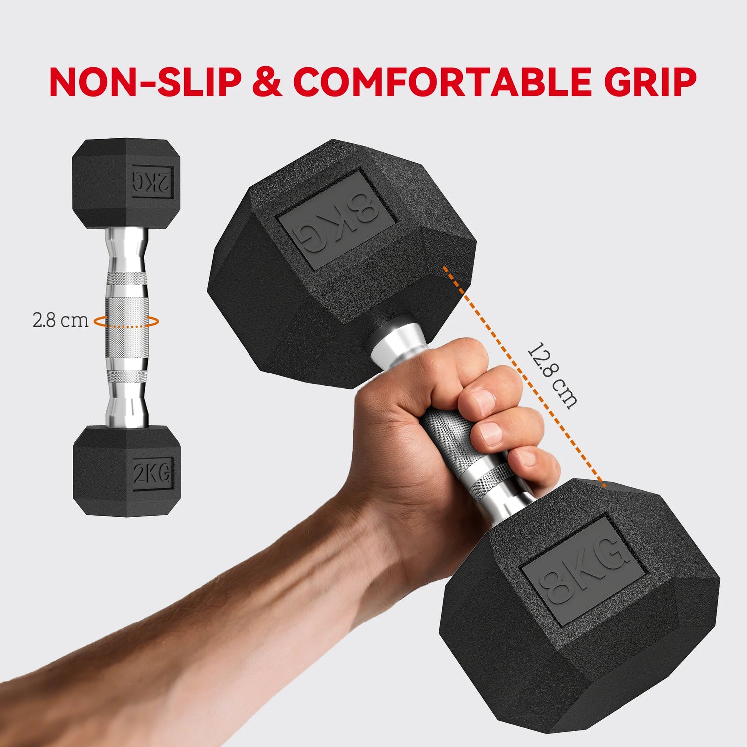 Set de 6 mancuernas hexagonales antideslizantes - Muscle Home