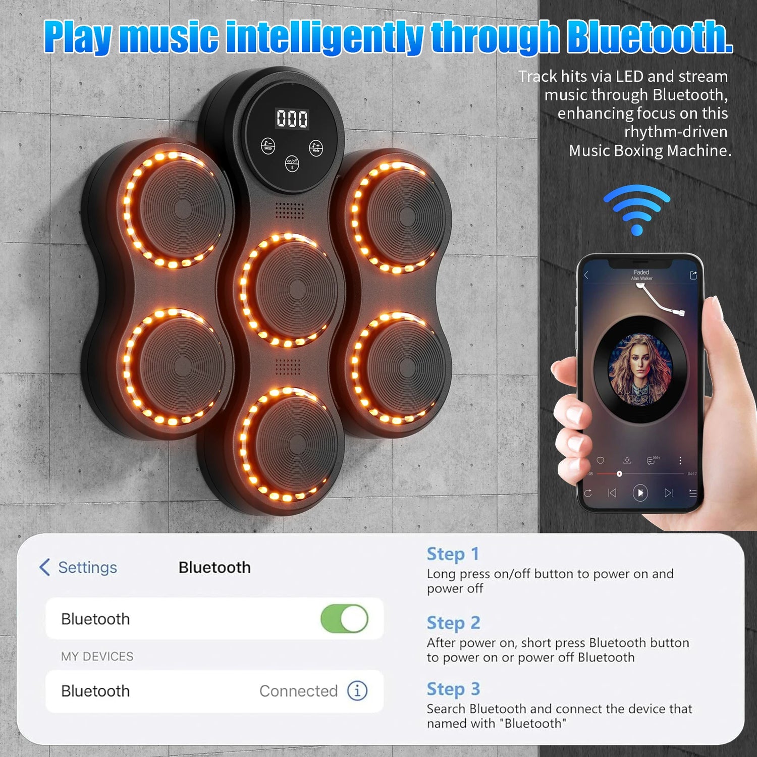 Máquina musical de boxeo de pared con guantes - Muscle Home