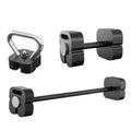 Conjunto ajustável 3 em 1 halteres, barra e kettlebell 4-49 kg