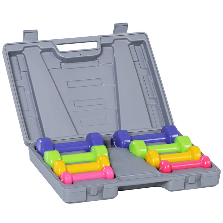 Set de mancuernas de colores con maletín 0,5 a 2 kg - Muscle Home