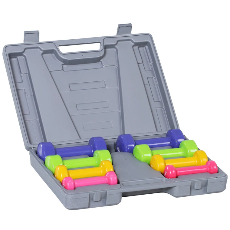 Set de mancuernas de colores con maletín 0,5 a 2 kg - Muscle Home