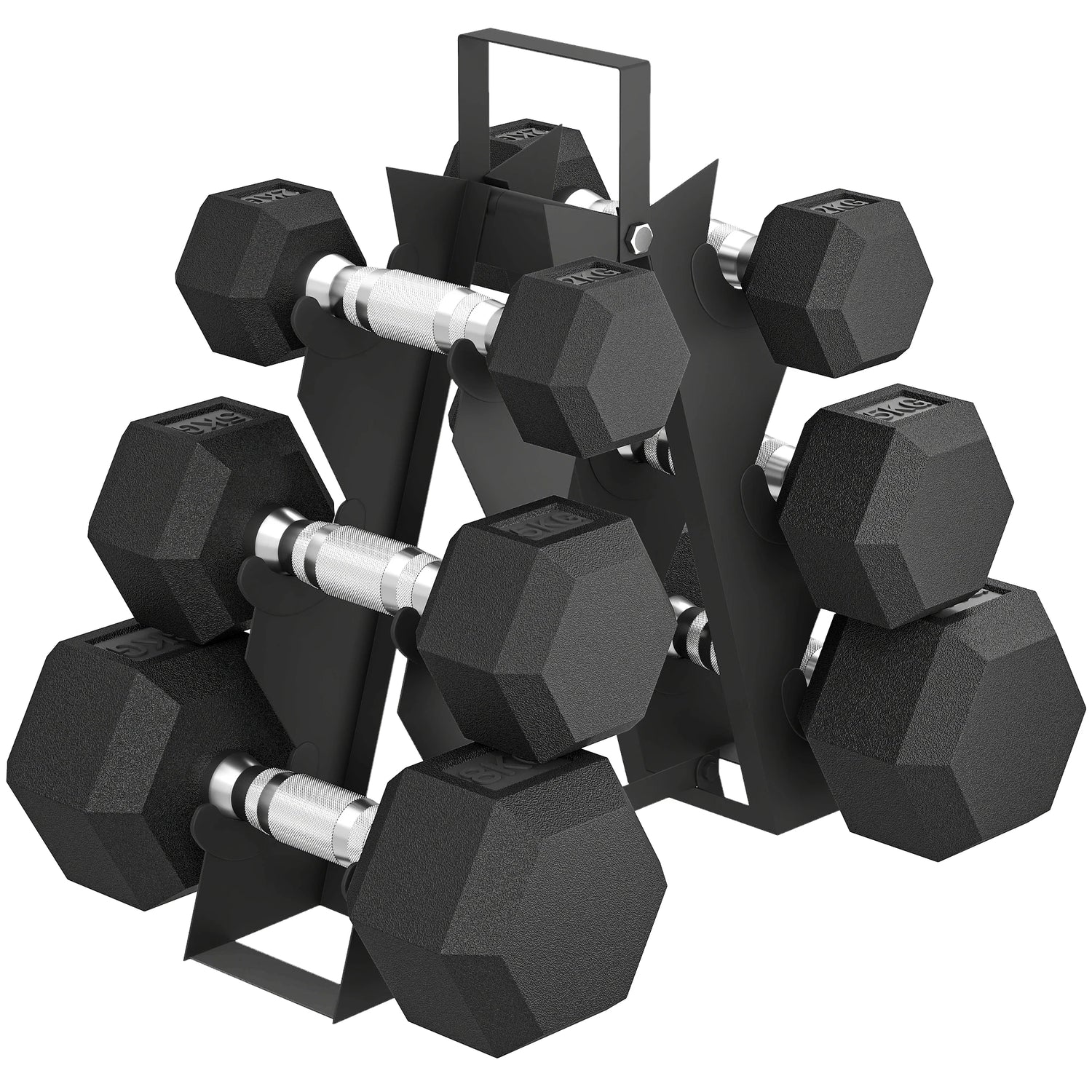 Set de 6 mancuernas hexagonales antideslizantes - Muscle Home