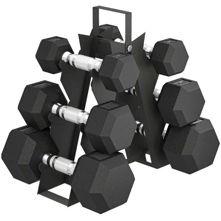 Set de 6 mancuernas hexagonales antideslizantes - Muscle Home